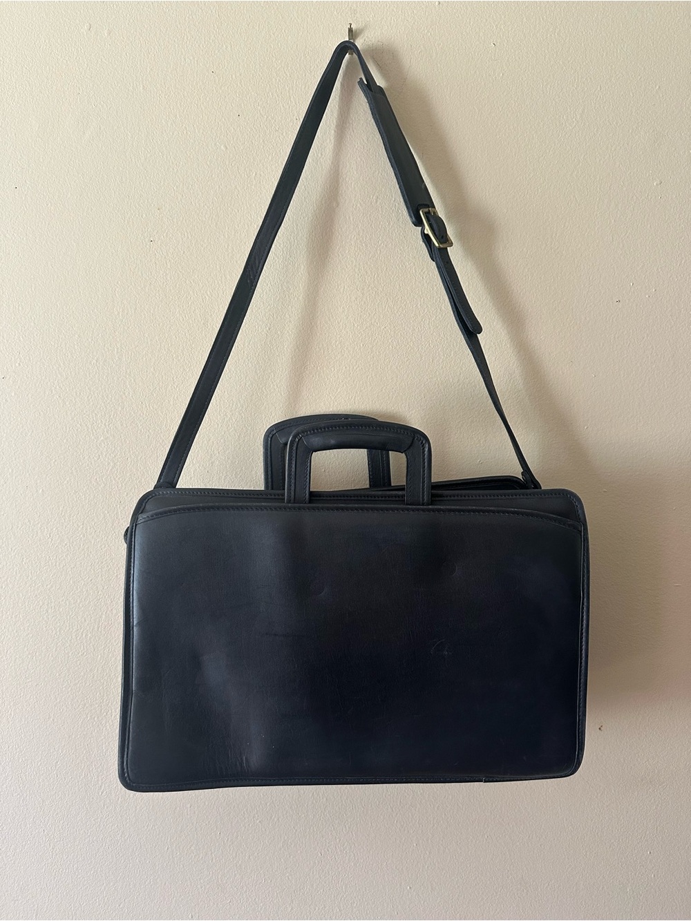 Jack Georges Authentic Belting Leather Professional Briefcase #9002 in Black